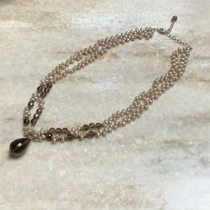 😍Smokey Quartz & Champagne Pearl Necklace 😍NWOT